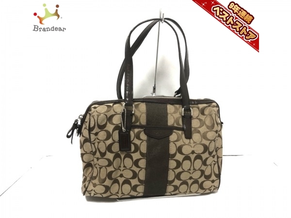 コーチ COACH ハンドバッグ F28505 シグネチャー ストライプ 12CM ナンシー サッチェル ジャガード×エナメル（レザー） バッグ