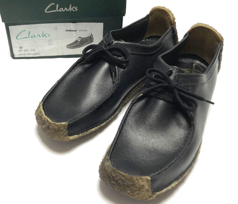 お得，正規品 Clarks wallabees NATALIE クラークス ワラビー ナタリー UK8 JP26.0 黒 アイルランド製 Black Calf Leather 定価23 000円+税(8インチ)｜売買されたオークション情報、yahooの商品情報をアーカイブ公開 - オーク 8インチ