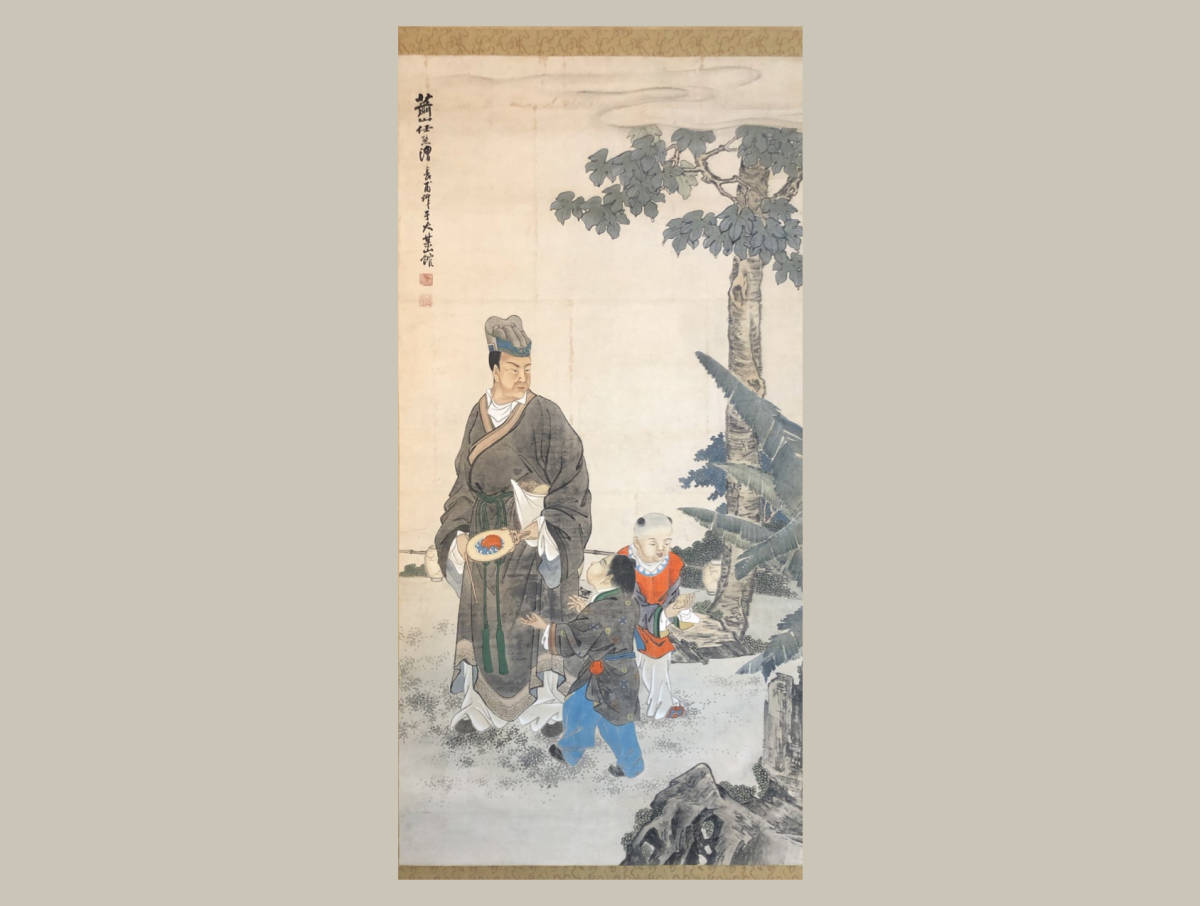 中国 明時代古掛け軸 肉筆保証 中国画家 唐物唐本 骨董掛け軸】松図
