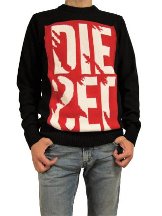 新品 直輸入 DIESEL ディーゼル メンズ ローゲージ ビッグロゴ コットン セーター 00SR2Q 0WAQQ K-MAXIS-A size M イタリア製