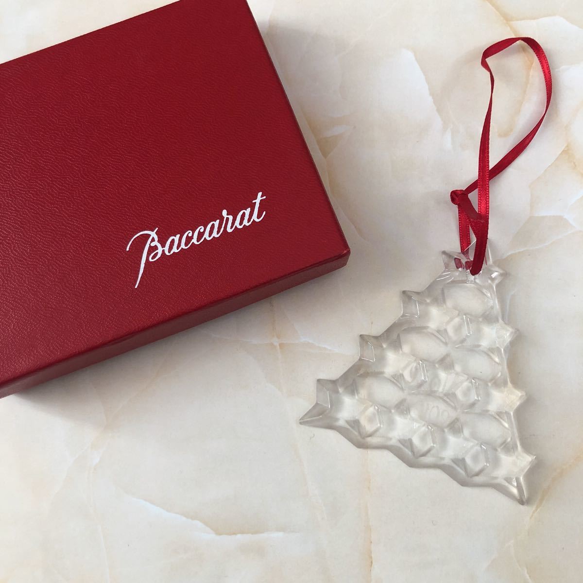 Baccarat バカラ 2010 クリスマス オーナメント 美品 ピンバッチ付き