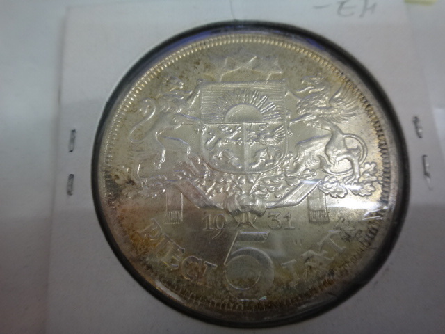 ラトビア 1931 リガの娘 5ラチ 銀貨 コイン 硬貨 ⑭ ラトビア 1931年 5
