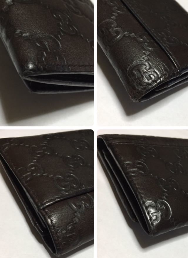 正規品／鑑定済み GUCCIシマGGロゴ二つ折り長財布／ダークブラウン