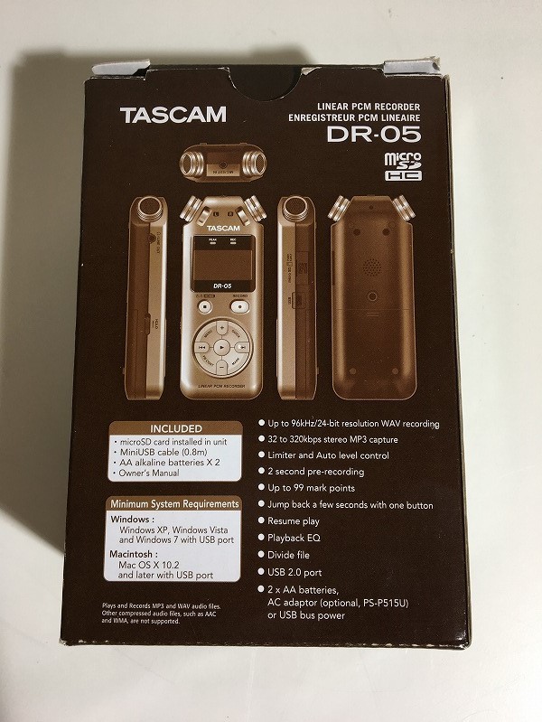 リニアPCMレコーダー TASCAM DR-05 (日本) VER3 version DR オーディオ