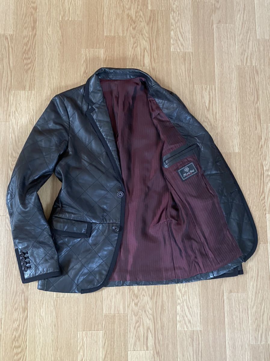 新品，HOT 大人の色気 メンズビギ Men's Bigi な本革シープスキン 羊革 レザー テーラードジャケット キルティング調 ブラック 黒 冬 S(Sサイズ)｜売買されたオークション情報、yahooの商品情報をアー Sサイズ