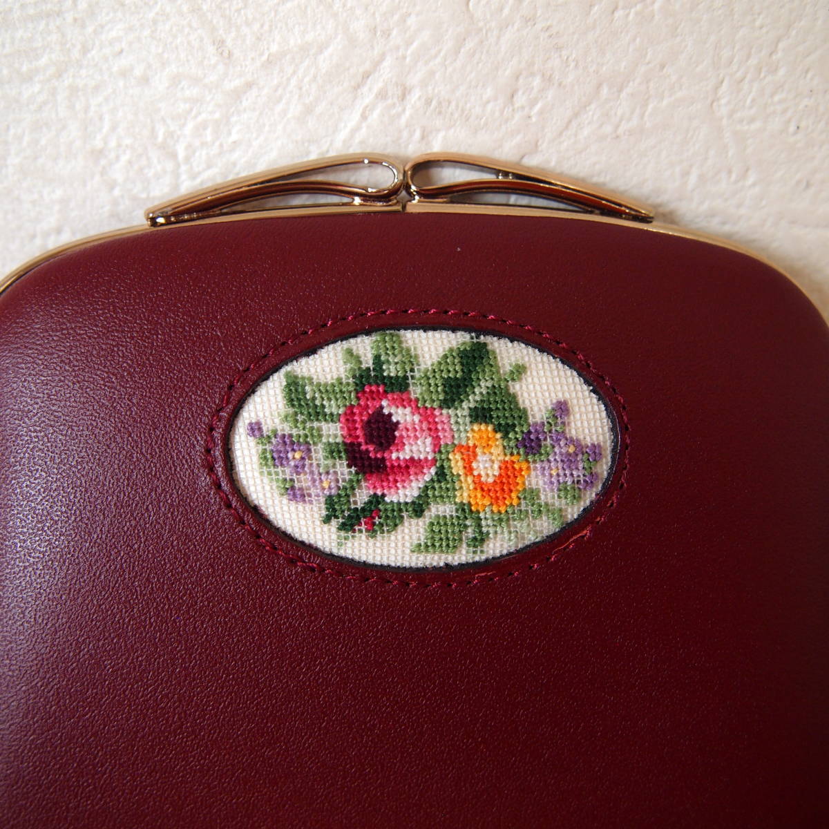 ◇未使用品*Petit Point/MichikoKuge/久家道子*3室プチポアン×レザー 