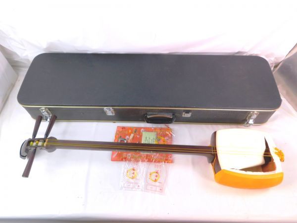 樹脂製 三味線 中棹 皮破れなし 全長約98cm 棹幅約26mm プラスチック