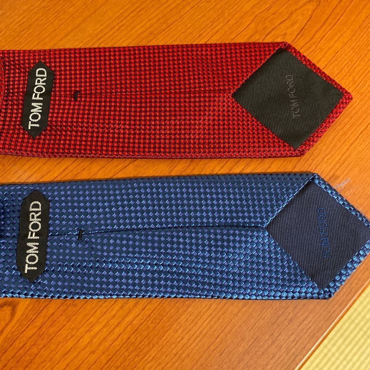 新品 トムフォード TOMFORD ネクタイ 赤青の2点セット 9万円 最高級 