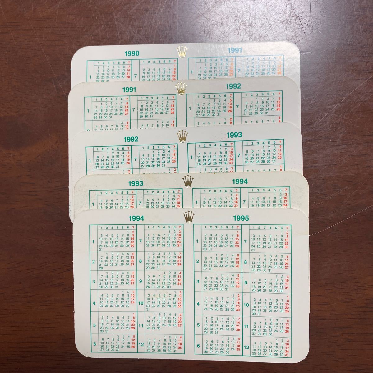 ロレックス カレンダー 1990年から1995年 5枚セット ロレックス