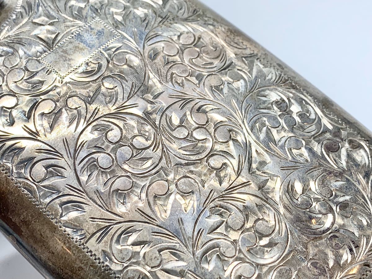 筍 銀製 STERLING 950 刻印 彫刻 スキットル ウイスキーボトル 酒器
