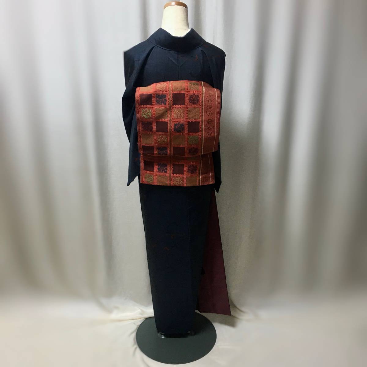 nuinui・格子に名物裂模様・織り博多・八寸名古屋帯・工藝