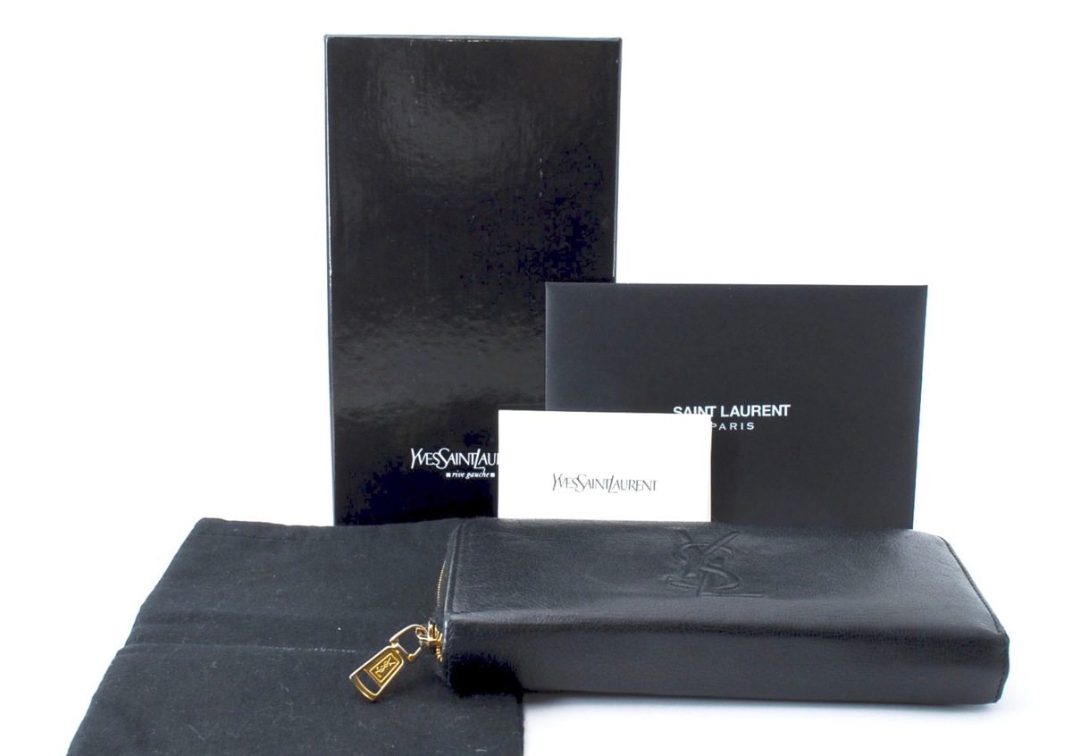 イヴサンローラン ラウンドジップ サンローラン LAURENT YSL ブラック 