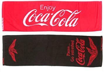 ブラック コカ・コーラ ジュニアバスタオル ２柄セット（Enjoy ロゴ レッド・ウイングシリーズ ブラック） 薄手_1