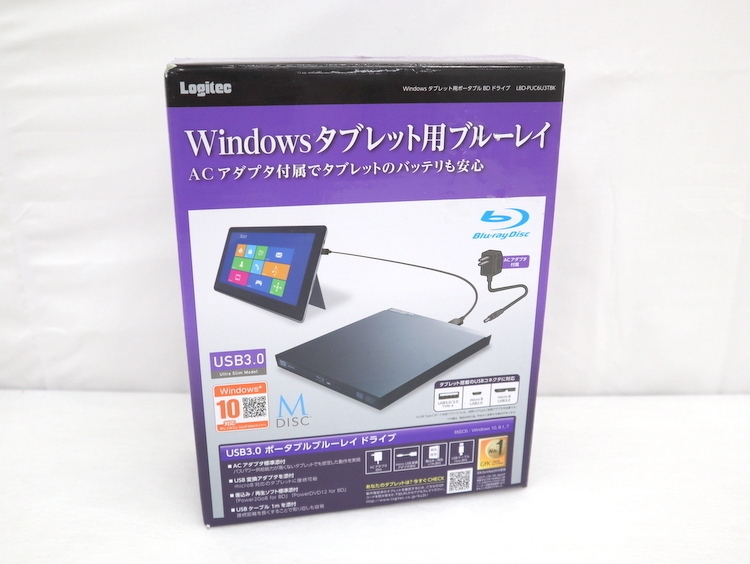 Logitec】LBD-PUC6U3TBK/Windows/タブレット用ポータブルBDドライブ/未