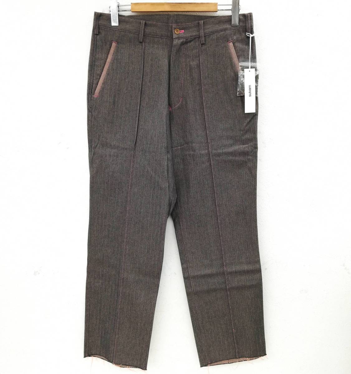 タグ付き未使用品 sulvam サルバム press long pants プレスロングパンツ ヘリンボーン L SJ-P07-600 sulvam サルバム &frasl; Short 19SS&frasl;Press 新品