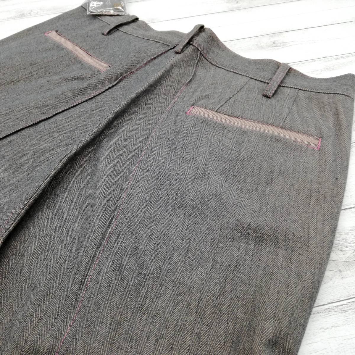 タグ付き未使用品 sulvam サルバム press long pants プレスロングパンツ ヘリンボーン L SJ-P07-600 sulvam サルバム &frasl; Short 19SS&frasl;Press 新品