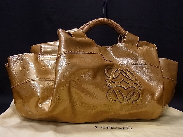 1円 □極美品□ LOEWE ロエベ ロゴ アナグラム ナッパアイレ パテント