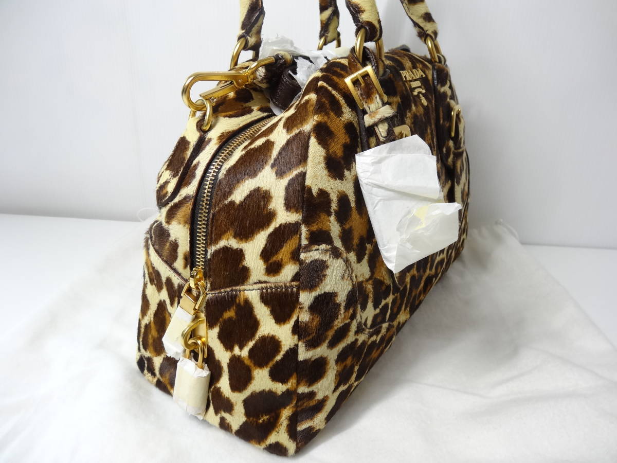 ☆激レア 未使用 PRADA プラダ レオパード柄 ハラコ 2WAY バッグ 