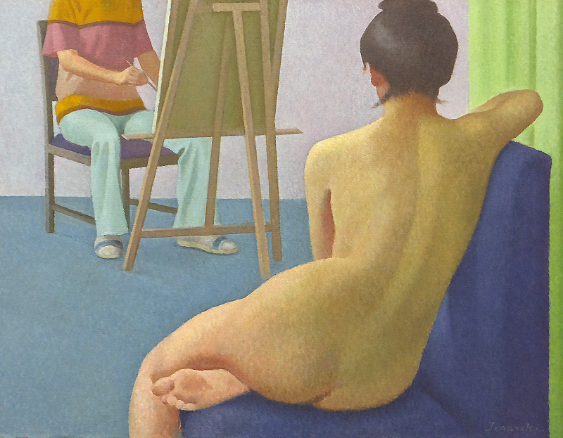 【GLC】寺井力三郎 「画家とモデル」 油彩10号 一水会運営委員 画壇重鎮 ◆裸婦