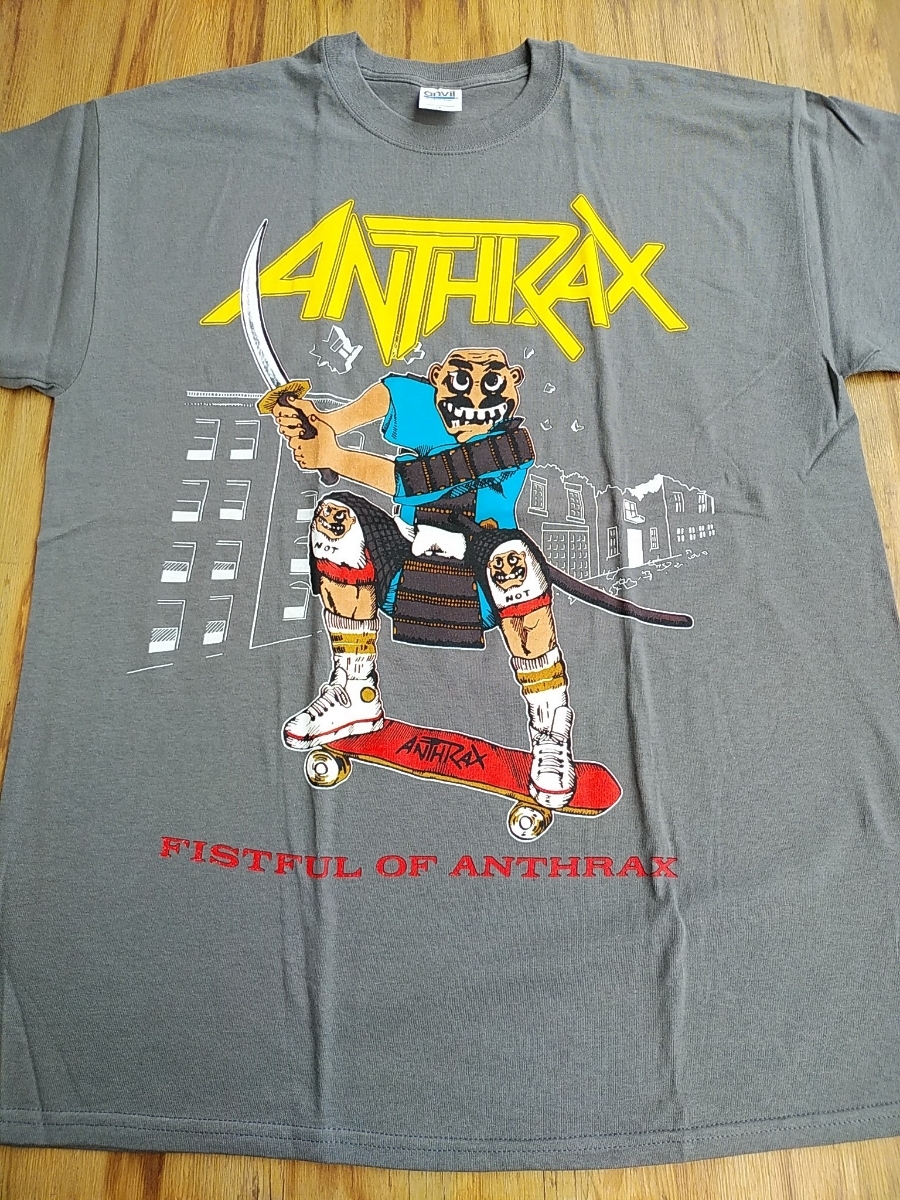 定番，大得価 ANTHRAX Tシャツ fistful of anthrax グレーL アンスラックス / metallica megadeth pantera slayer exodus testament s.o.d.(Tシャツ)｜売買されたオークション情報、yahooの商品情報をアーカイブ公開 - オークファン Tシャツ