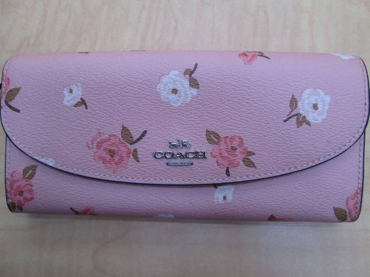 コーチ COACH 財布 花柄 フラワープリント 長財布 アウトレット 黒