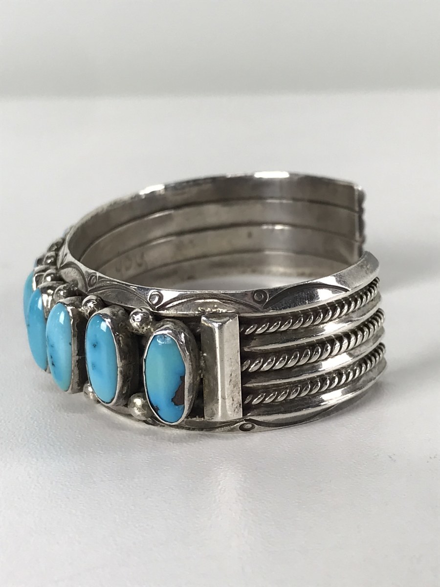 NAVAJO N.NEZ ターコイズバングル アップリケ SILVER925 直販ネット NAVAJO◇12ターコイズバングル/SILVER