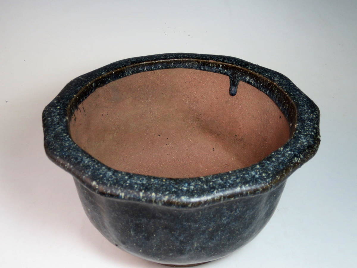 盆栽鉢 海鼠釉 唐物 植木鉢 花盆 蘭鉢 中国古玩 中渡 盆器