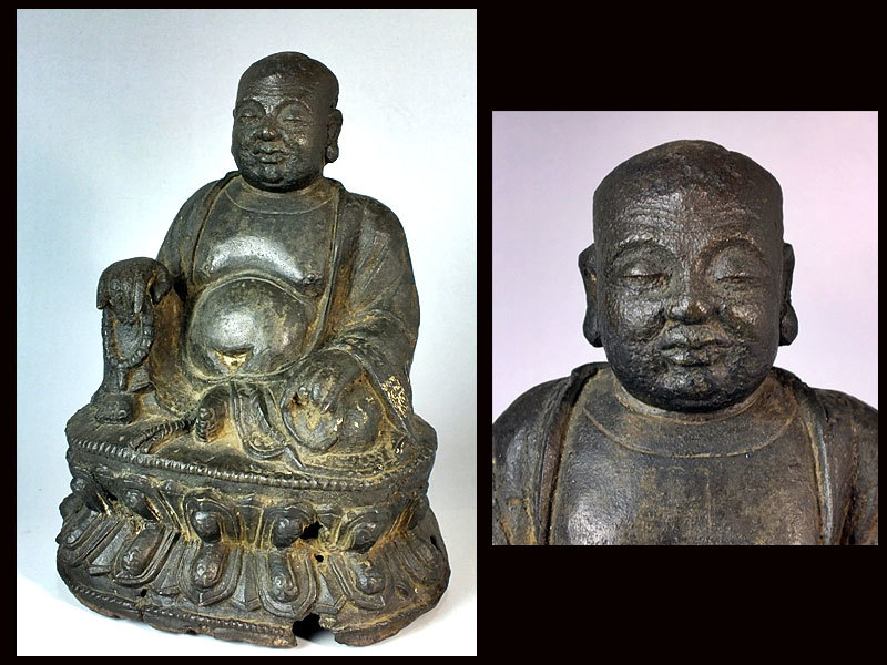 ☆彩☆*仏教美術* 時代物 鉄仏大仏坐像 重1224g 中国 清時代 ☆6A3