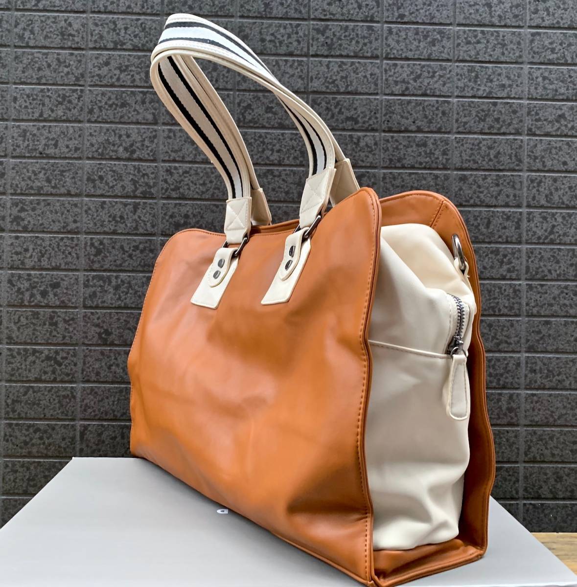 ◆モデル出品◆新品 デザイナーズ 2Wayボストンバッグ茶-ブラウン＋選べる上質レザー肉厚ベルト付(8800円) メンズ 未使用 鞄 ショルダー