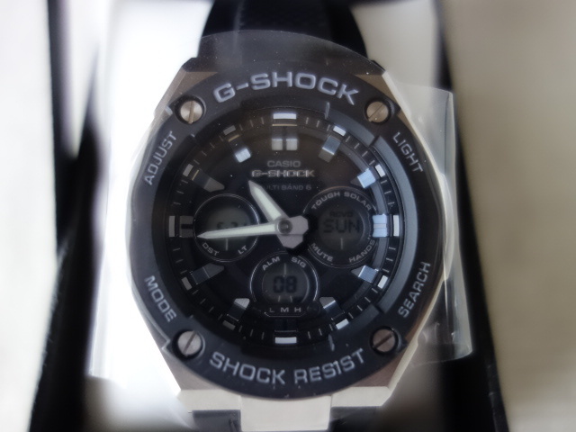 美品！★カシオ腕時計 ジーショック G-STEEL 電波ソーラー ★GST-W300-1AJF メンズ ブラック