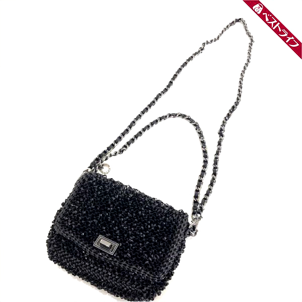 ANTEPRIMA ミニ ブラック 2way チェーン付き アンテプリマ ANTEPRIMA ワイヤー チェーン 2WAY 付替 ショルダー付き