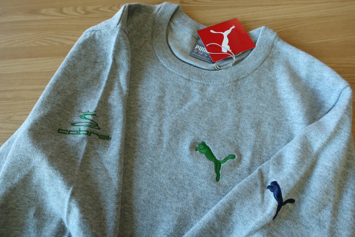 【定番人気，お得】 PUMA グレー M プロ仕様 コブラ特注刺繍入り クルーネック 長袖セーター プーマ(セーター)｜売買されたオークション情報、yahooの商品情報をアーカイブ公開 - オークファン セーター