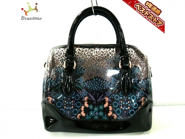 アナスイ ANNA SUI ハンドバッグ - ビニール クリア×黒×マルチ バッグ