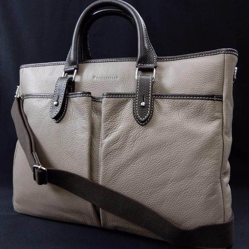 STEFANOMANOステファノマーノ ブリーフケース グレージュ 新発売の レア STEFANOMANO ステファノマーノ 定7.2万 伊製 1893