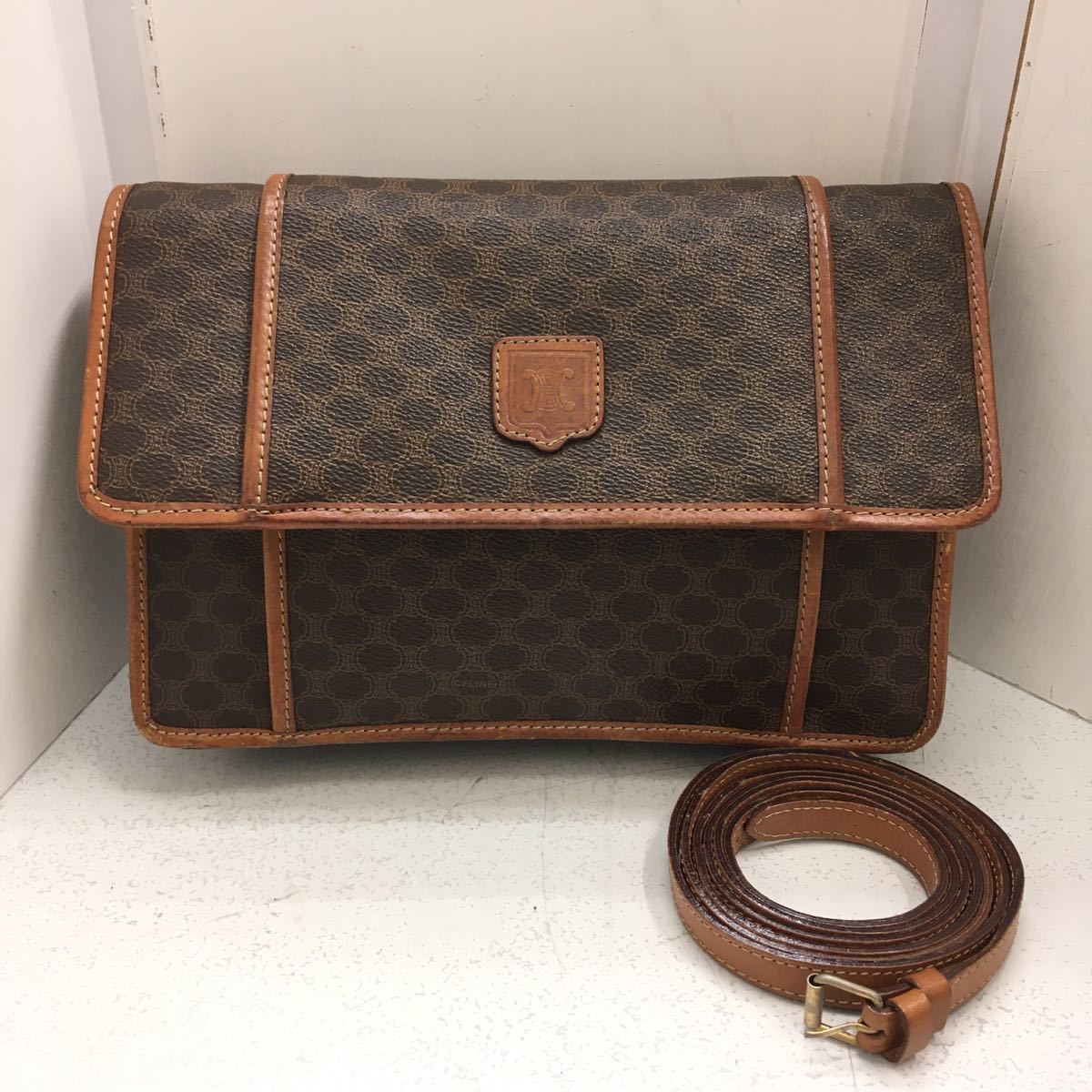 CELINE セリーヌ ヴィンテージ マカダム柄 クラッチバッグ ショルダー 