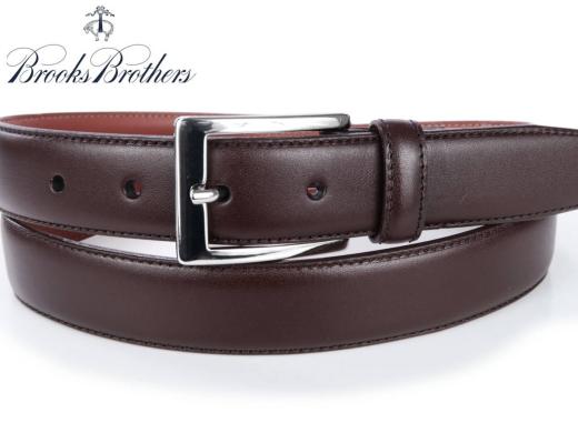 1円～新品本物【名門ブルックスブラザーズBROOKS】高級感◎伊製!!本革レザー人気の再入荷!ドレス・ビジネスベルト/メンズ濃茶/34，36，38