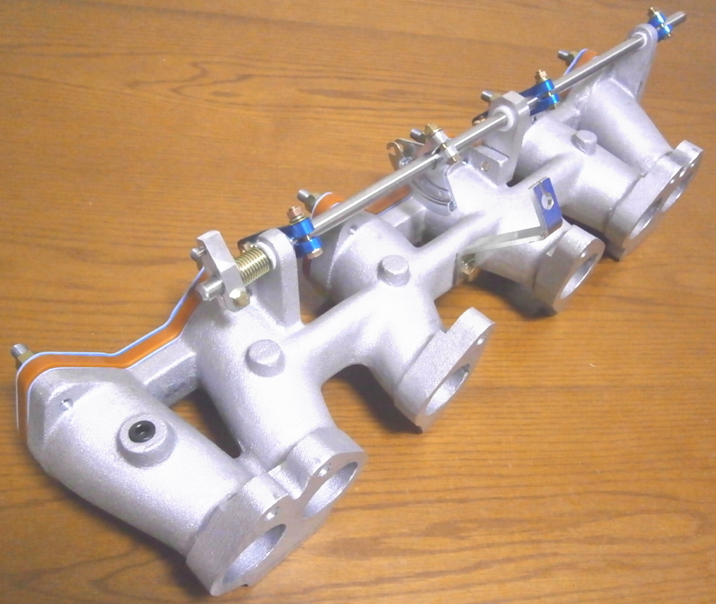 L型エンジン⁄50パイ用インテークマニホールド新品ロッド式⁄ソレックス 