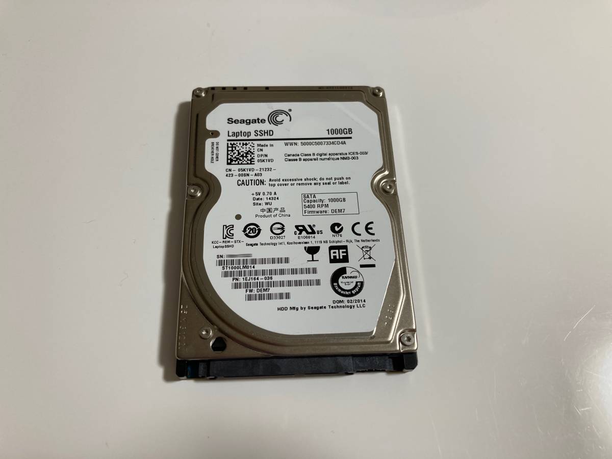 中古 Seagate SSHD ST1000LM014-1EJ164 1TB 2.5inch 9.5mm
