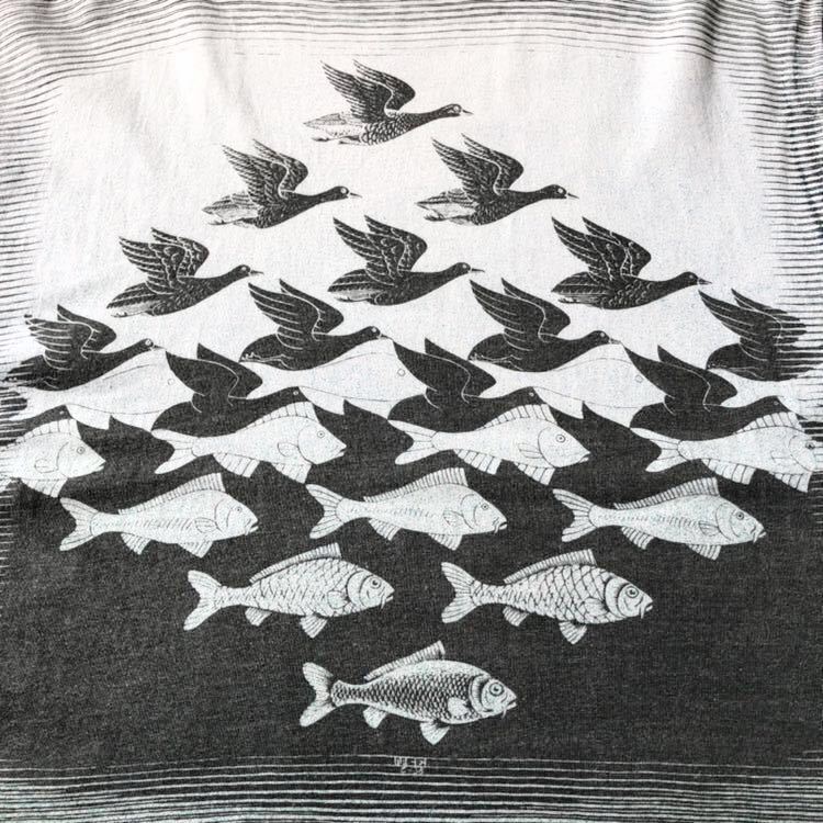 レア! 80s 90s MC ESCHER 空と水Ⅰ フルプリント Tシャツ XL USA製 