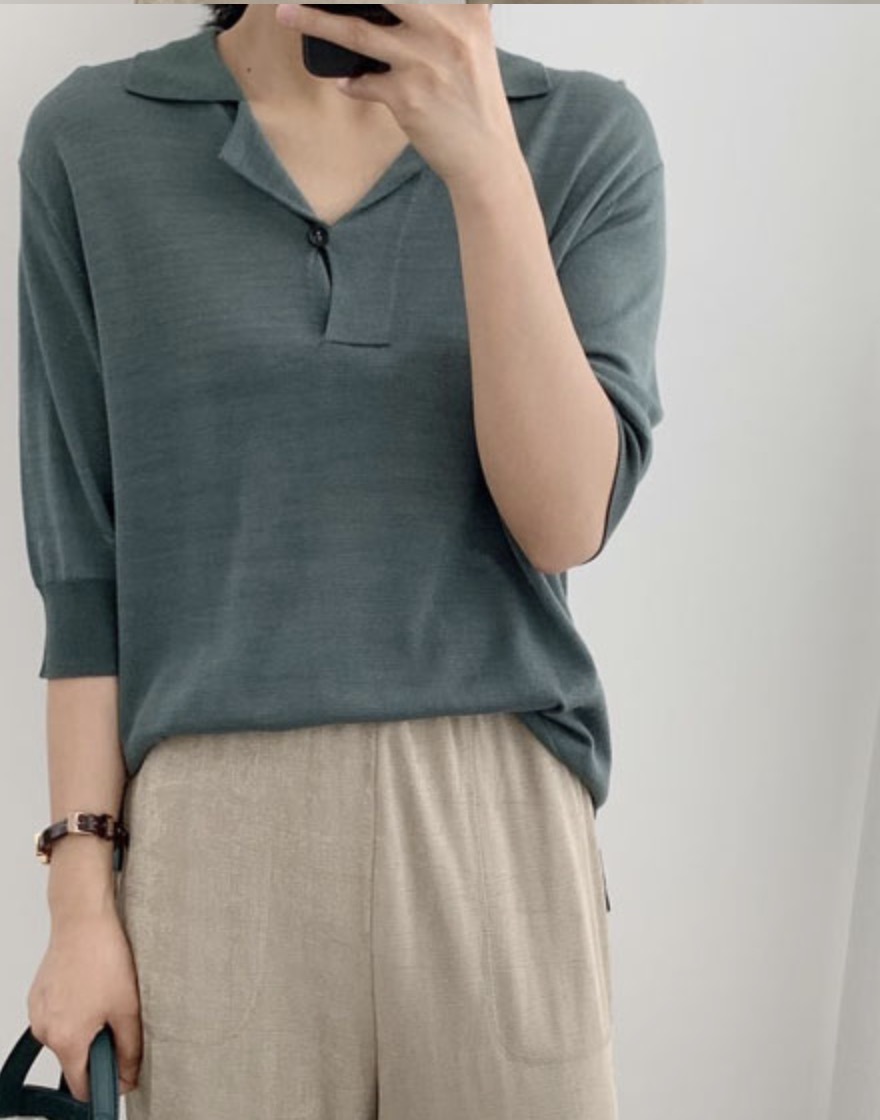 未使用秋 MARGARET HOWELL COTTON SILK POLO マーガレットハウエル M