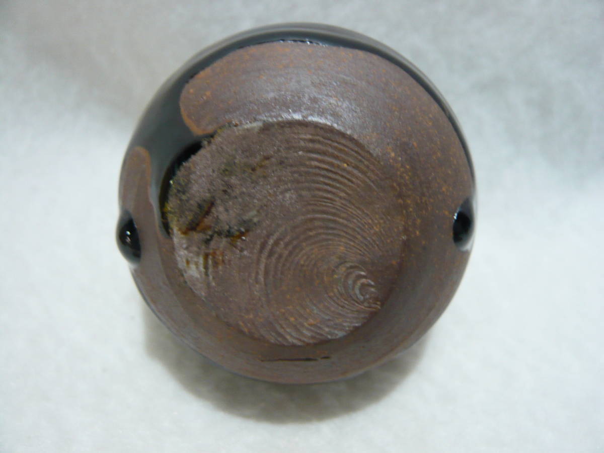 ◇U◇丹波焼 茶入 ［石田陶春 作］ 仕覆 2点付き 濃茶入れ 陶器 茶道具