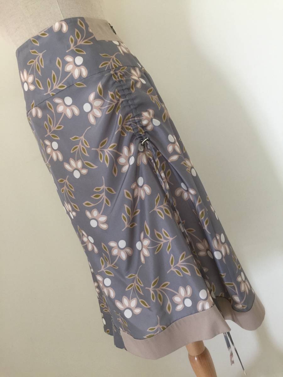  新品121.000円［MISAKI］CIVIDINI・チヴィデーニ・MADE IN ITLY★silkスカート9~11FLOWER