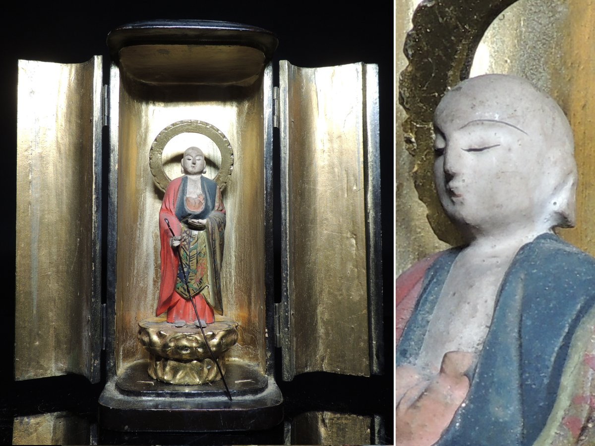 仏像 木彫 厨子入り 地蔵菩薩像 極上の木彫 仏教美術 メルカリ - 地蔵 