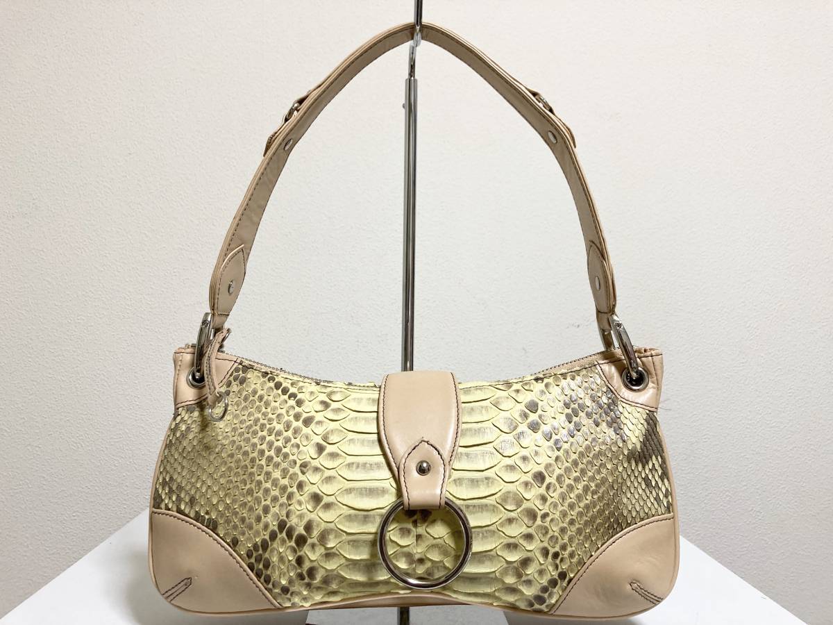ショルダーバッグ 本革 エキゾチックレザー パイソン 蛇革 極美品 