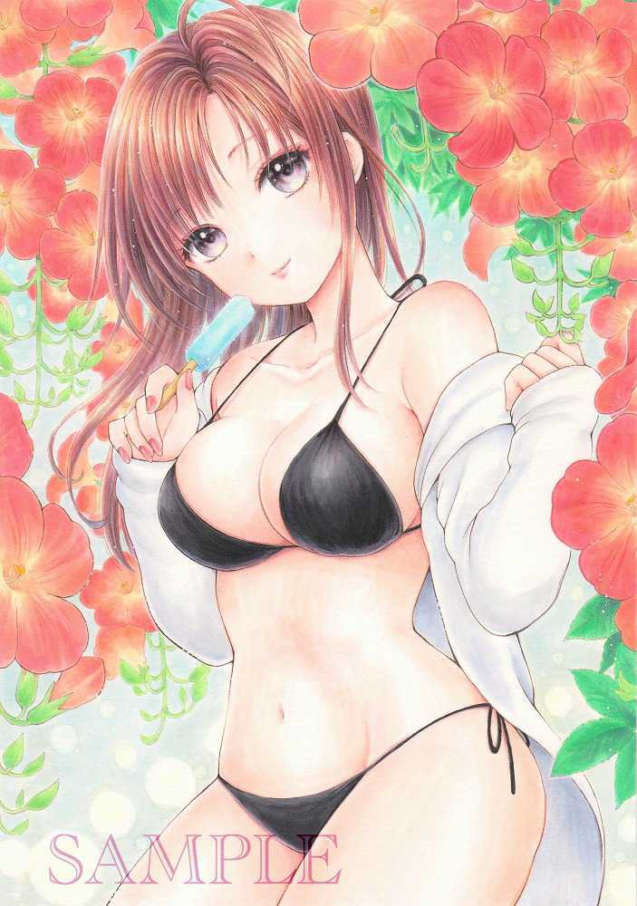 オリジナル手描きイラスト＊水着の女の子＊B5サイズ(手描きイラスト