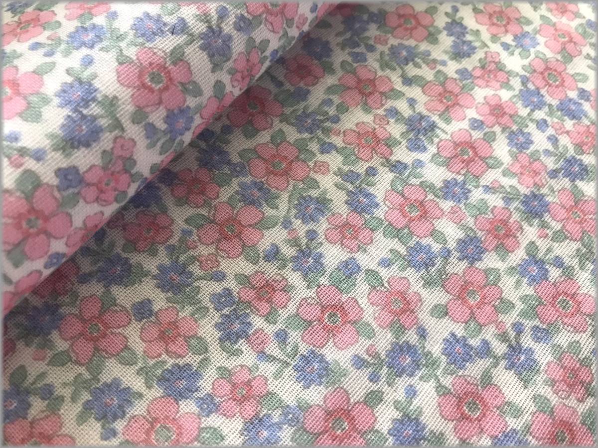 mets☆5m*吸湿涼感*接触冷感ダブルガーゼ花柄*pink lavender*66A
