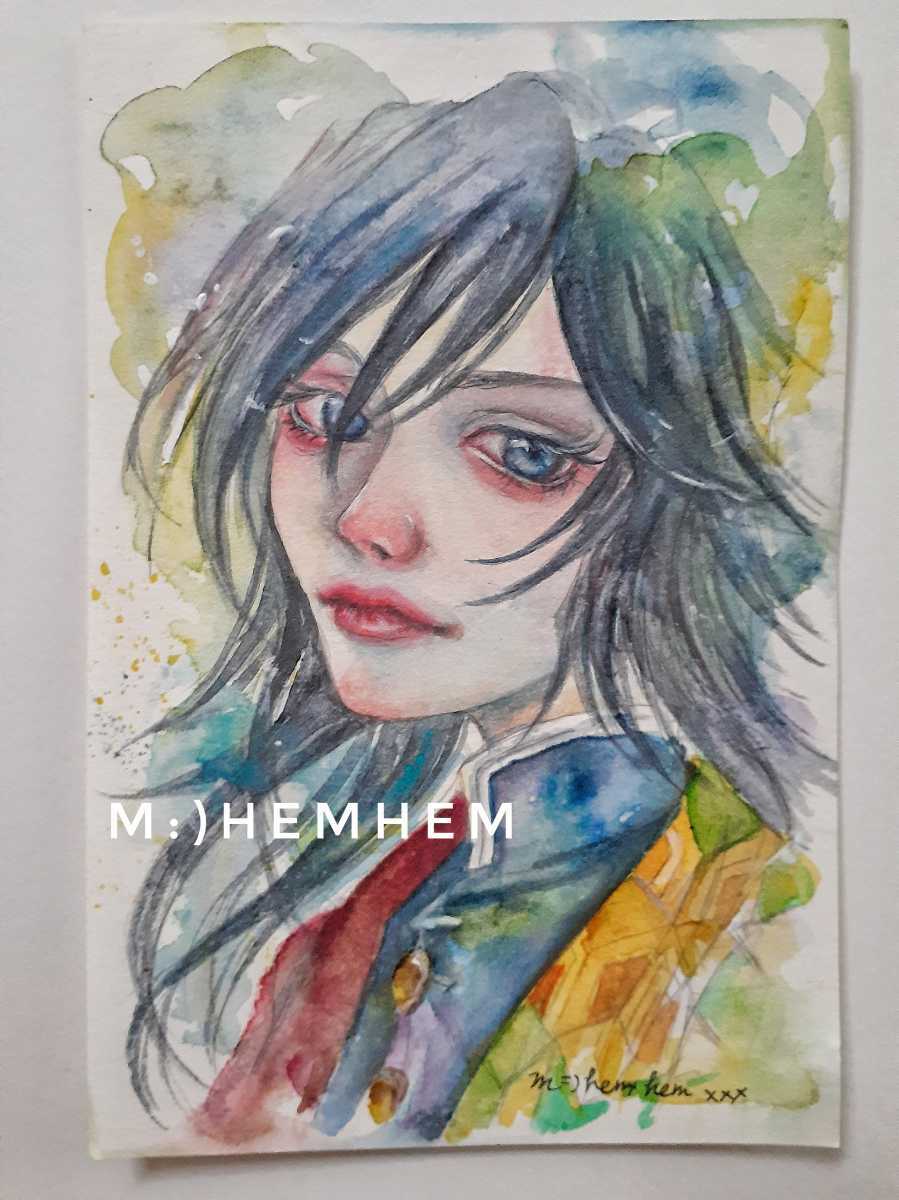 同人 手描きイラスト 富岡義勇 鬼滅の刃 水彩画(手描きイラスト)｜売買