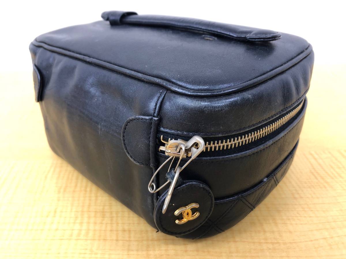 シャネル CHANEL☆本革 ココマーク バニティバッグ 化粧ポーチ 