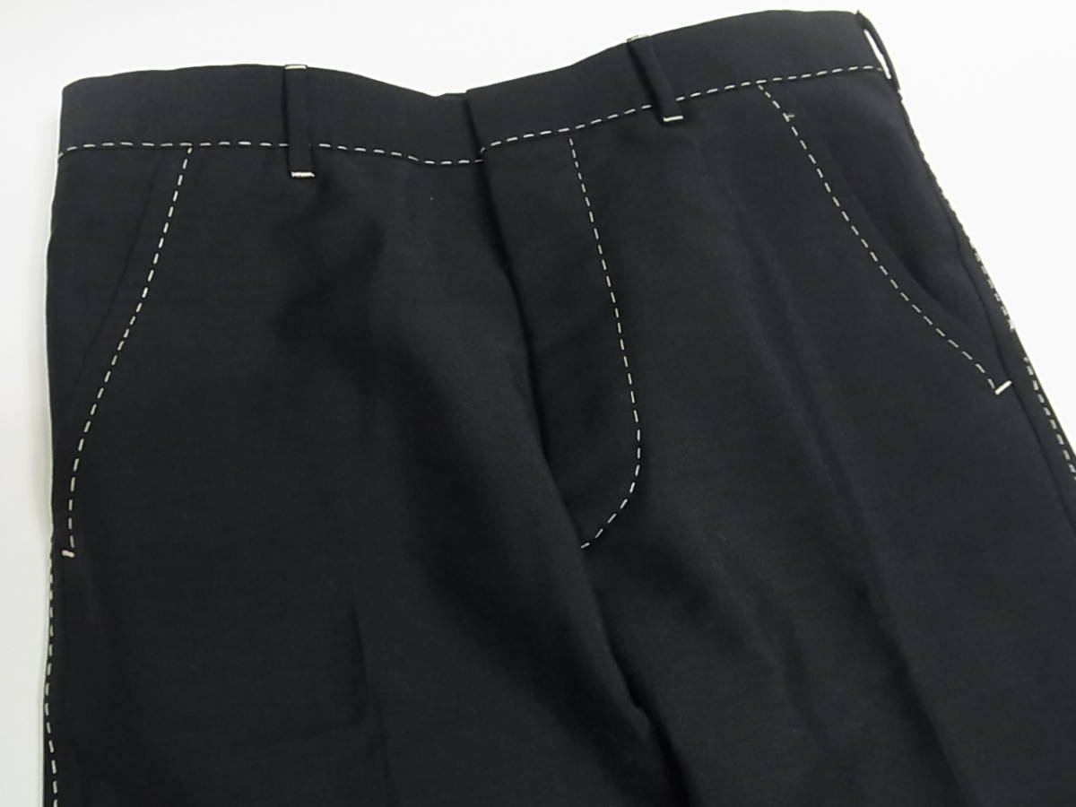 国内正規品 PRADA プラダ ステッチ スラックス パンツ 44 紺 ネイビー