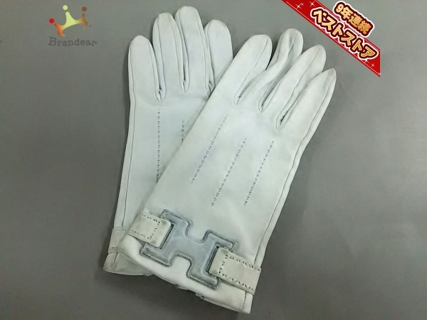 エルメス HERMES 7 レザー ライトグレー レディース 手袋 【公式通販】